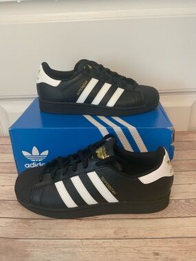 Adidas Superstar Black and White w/Gold Trim NWOT